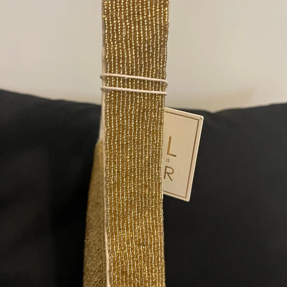 Gold Beaded Autumn Shoulder Bag with Seasonal Embroidery